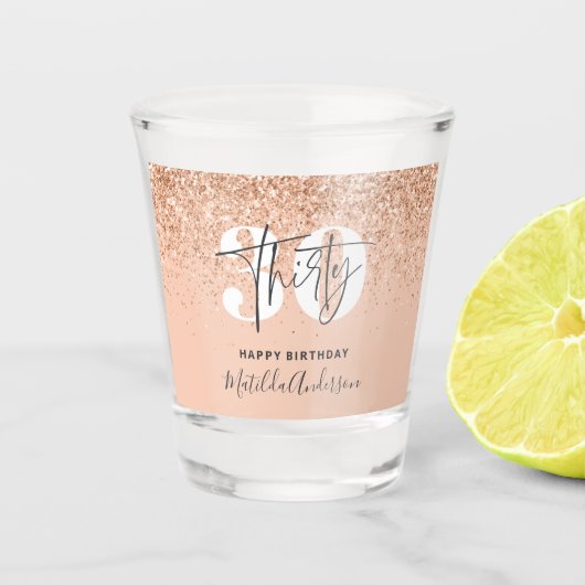 Meisjes glitter smaken moderne 30e verjaardag  shot glas (Voorkant)