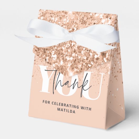 Meisjes glitter smulkle moderne 30ste verjaardag bedankdoosjes (Voorkant Zijde)