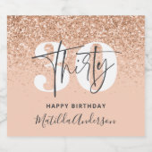 Meisjes glitter smulkle moderne 30ste verjaardag likeurfles etiket (Enkel label)