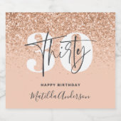 Meisjes glitter smulkle moderne 30ste verjaardag sparkling wijnetiket (Enkel label)