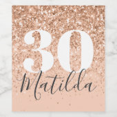 Meisjes glitter smulkle moderne 30ste verjaardag wijn etiket (Enkel label)