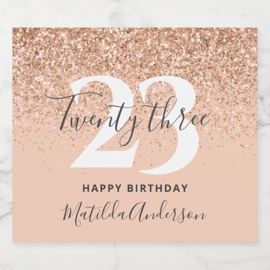 Meisjes glitter smullen moderne verjaardag likeurfles etiket (Enkel label)