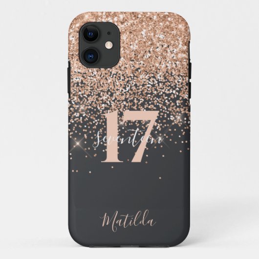 Meisjes glitter sparkle modern verjaardagscadeautj Case-Mate iPhone case (Achterkant)