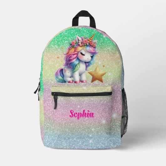 Meisjes Glitter unicorn magische ster Bedrukte Rugzak (Voorkant)