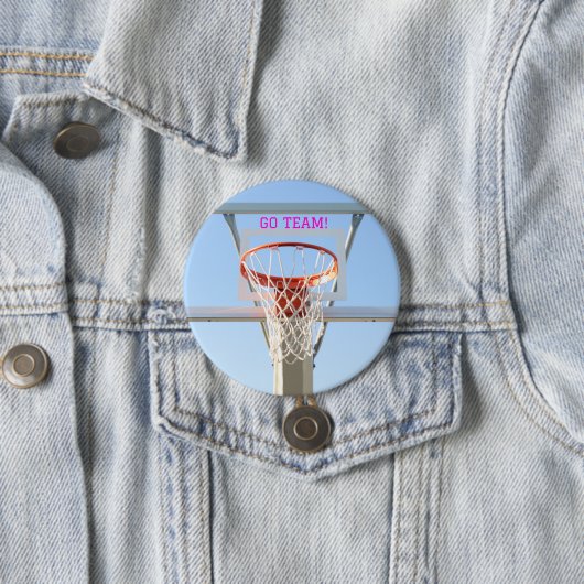 Meisjes "Go Team" Verjaardagsfeest Basketbal Hoop Ronde Button 7,6 Cm (In situ)