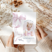 Meisjes Godparent Proposal, Pink Bow & Rozenkrans Kaart