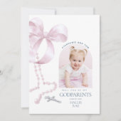 Meisjes Godparent Proposal, Pink Bow & Rozenkrans  Kaart (Voorkant)