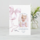 Meisjes Godparent Proposal, Pink Bow & Rozenkrans  Kaart (Staand voorkant)