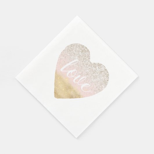 Meisjes Gold Blush roze Love Heart Servet (Hoek)