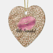 Meisjes Gold Peach-leopard printroze lips Kus Keramisch Ornament (Links)
