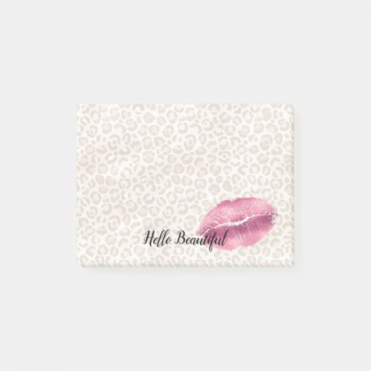 Meisjes Gold Peach-leopard printroze lips Kus Post-it® Notes (Voorkant)