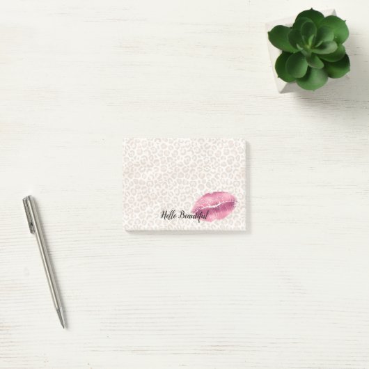 Meisjes Gold Peach-leopard printroze lips Kus Post-it® Notes (Kantoor)
