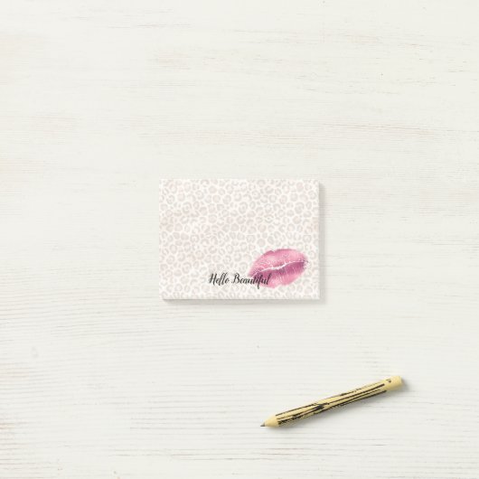 Meisjes Gold Peach-leopard printroze lips Kus Post-it® Notes (Op bureau)