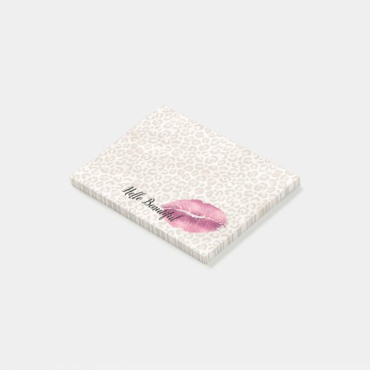 Meisjes Gold Peach-leopard printroze lips Kus Post-it® Notes (Schuin)