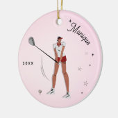 Meisjes Golfer Silhouette Pink Kind Keramisch Ornament (Links)