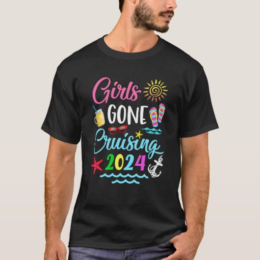 Meisjes Gone Cruising Vakantie 2024 Party Cruise T-shirt (Voorkant)