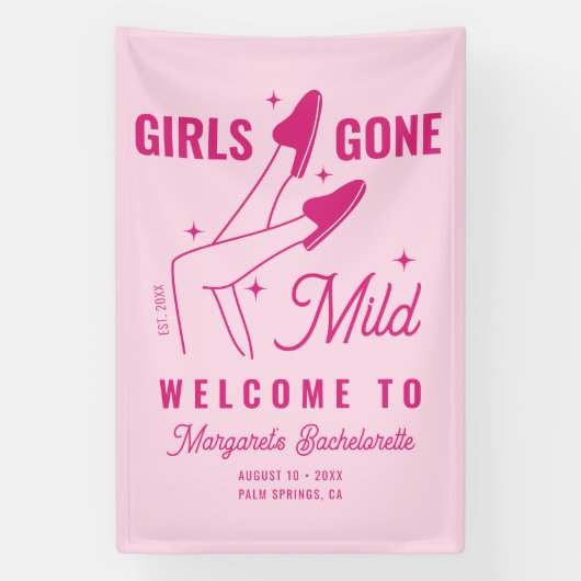 Meisjes Gone Mild Hand getrokken Bachelorette Welk Spandoek (Verticaal)