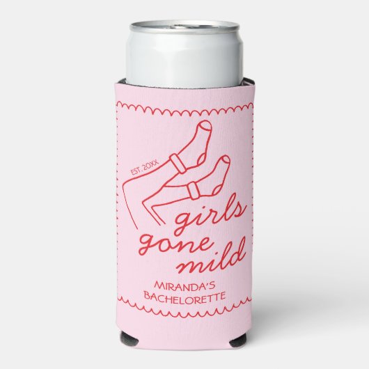 Meisjes Gone Mild Hand Getrokken Low-Key Bachelore Seltzer Blikjeskoeler (Seltzer Voorkant)