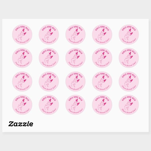 Meisjes Gone Mild Roze Bachelorette Party Wellness Ronde Sticker (Vel)