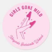 Meisjes Gone Mild Roze Bachelorette Party Wellness Ronde Sticker (Voorkant)