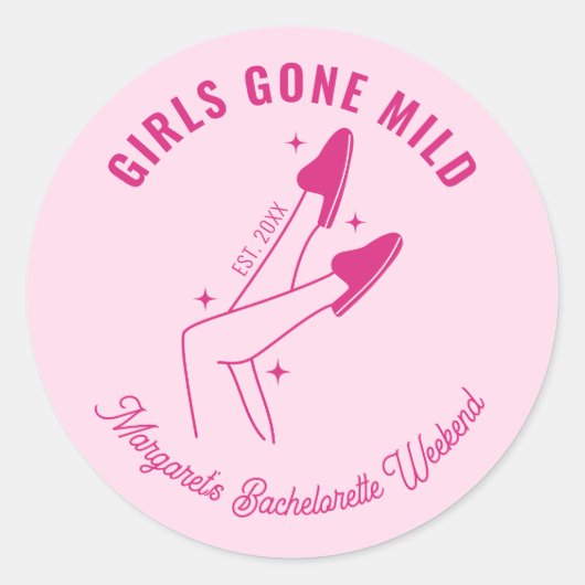 Meisjes Gone Mild Roze Bachelorette Party Wellness Ronde Sticker (Voorkant)