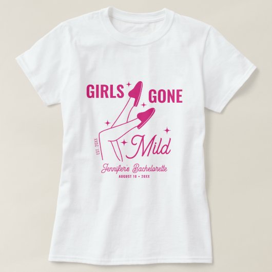 Meisjes Gone Mild Roze Illustratie Bachelorette T-shirt (Design voorkant)