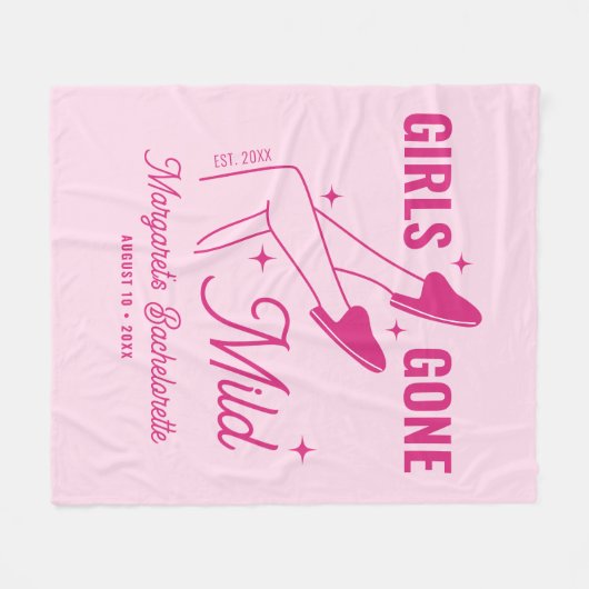 Meisjes Gone Mild Roze Slaapfeest Afscheid Als Bru Fleece Deken (Voorkant (Horizontaal))