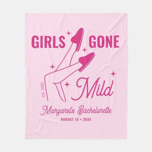 Meisjes Gone Mild Roze Slaapfeest Afscheidscadeau Fleece Deken (Voorkant)