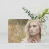 Meisjes Gouden Klasse van 2015 Afstuderen Kaart (Staand voorkant)