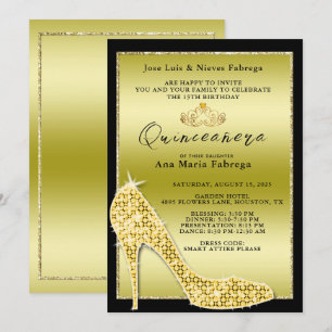 Meisjes Gouden Stiletto Quinceañera Verjaardagsfee Kaart