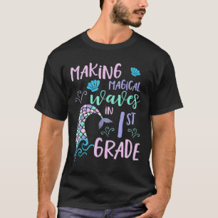 Meisjes graad 1 Schattige zeemeermin eerste dag ki T-shirt