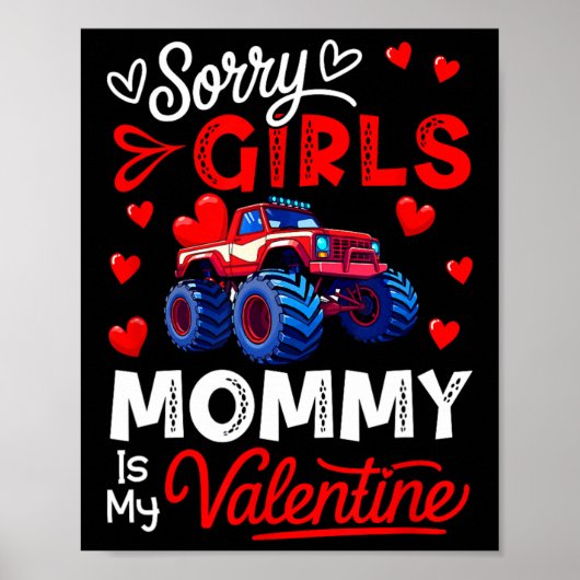 Meisjes Grappige Grap Mama Is Mijn Valentijn Monst Poster (Voorkant)