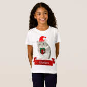 Meisjes Grijze Hamster Kerstmis T-shirt (Voorkant volledig)