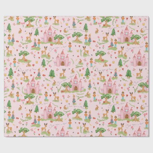 Meisjes grillig en Girly Pink Prinses Verjaardag Cadeaupapier (Vlak)