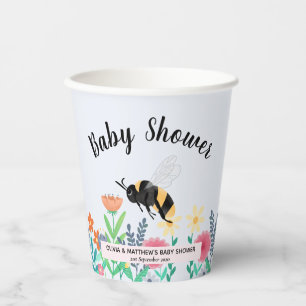 Meisjes grillige hommel bij bloemig Baby shower Papieren Bekers