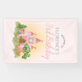 Meisjes grillige roze prinses verjaardag welkom spandoek (Horizontaal)