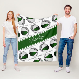 Meisjes groen grijs basketbalveld mijn gelukkige p fleece deken