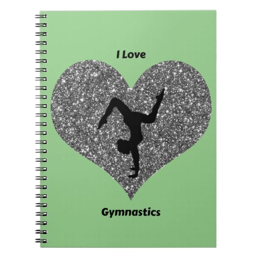 Meisjes Groen Ik Hou Van Turnen Spiraal Notebook Notitieboek (Voorkant)