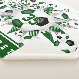 Meisjes groen zwart sport voetballen sterren sherpa deken