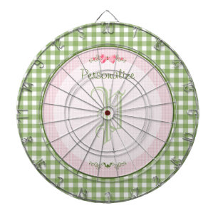 Meisjes groene Gingham Monogram met naam Dartbord