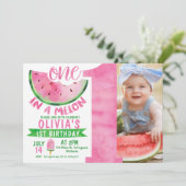 Meisjes groot aantal in een meloen foto 1e verjaar kaart (Staand voorkant)