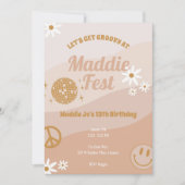 Meisjes Groovy Festival Vibes Verjaardag Uitnodigi Kaart (Voorkant)