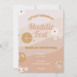 Meisjes Groovy Festival Vibes Verjaardag Uitnodigi Kaart
