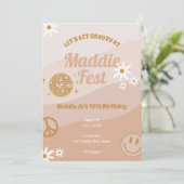 Meisjes Groovy Festival Vibes Verjaardag Uitnodigi Kaart (Staand voorkant)