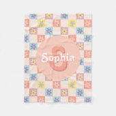 Meisjes Groovy Roze Retro 70s Kinder Monogram Fleece Deken (Voorkant)