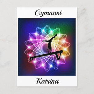 Meisjes Gymnast Balance Beam Personaliseerd Briefkaart