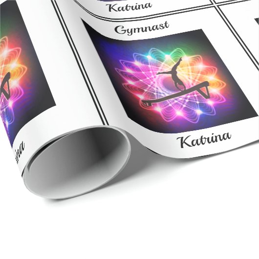 Meisjes Gymnast Balance Beam Personaliseerd Cadeaupapier (Rol Hoek)