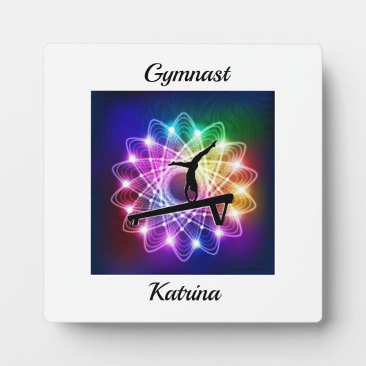 Meisjes Gymnast Balance Beam Personaliseerd Fotoplaat (Voorkant)