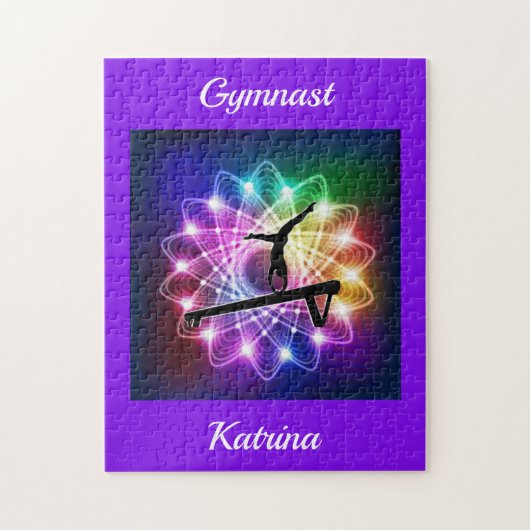 Meisjes Gymnast Balance Beam Personaliseerd Legpuzzel (Verticaal)
