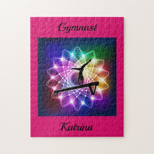Meisjes Gymnast Balance Beam Personaliseerd Legpuzzel (Verticaal)